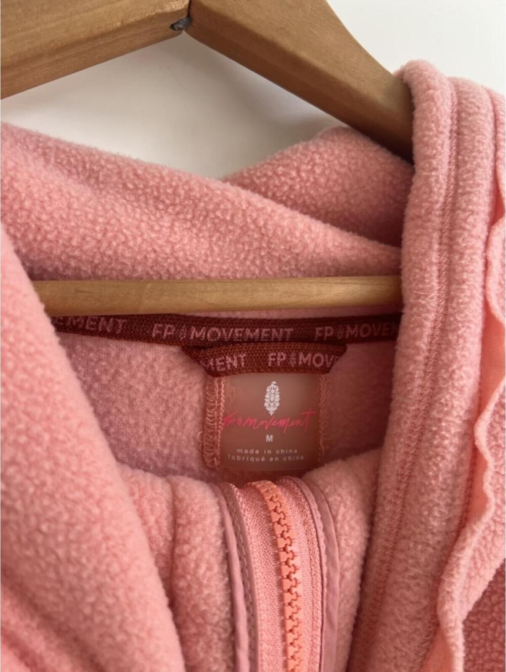 Free People Coral Pink Fleece Zip Up Women's Size M Oversized Cozy Outerwear - Picture 5 of 9